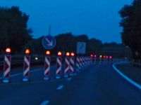 Bauarbeiten A 57 bei Neuss Nacht